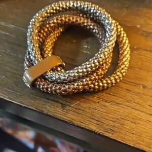 Chic Gold and Silver Braided Bracelet
